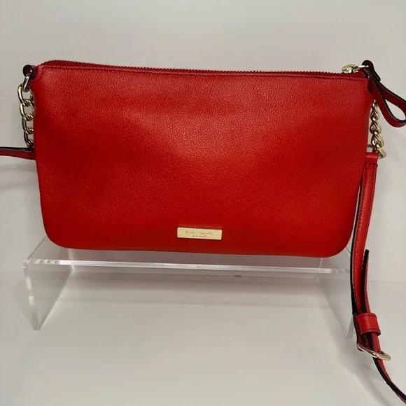 Kate Spade EUC Villabella Avenue Celina Bow Red Pebbled Leather Crossbody Bag - Picture 3 of 11